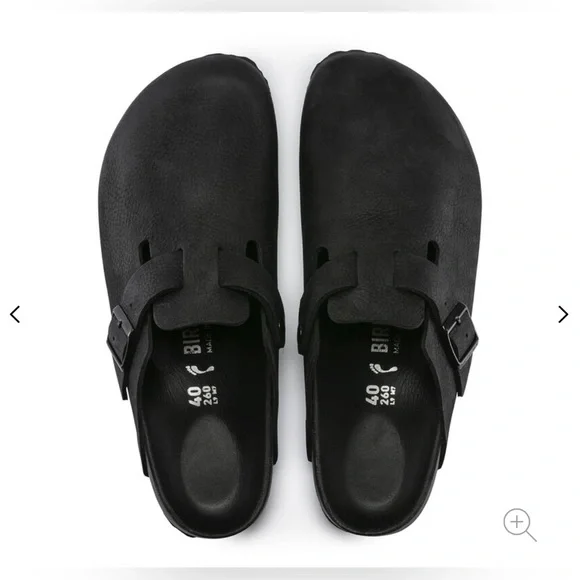 **SOLD**     Birkenstock Boston Exquisite Leather Black Blackout Men 7 Euro 40 - Picture 14 of 16